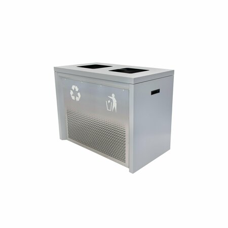 EX-CELL KAISER 69-Gal. 2-stream recycling station - Stainless Steel, Hammered Grey RC-IND2 HMG/SS